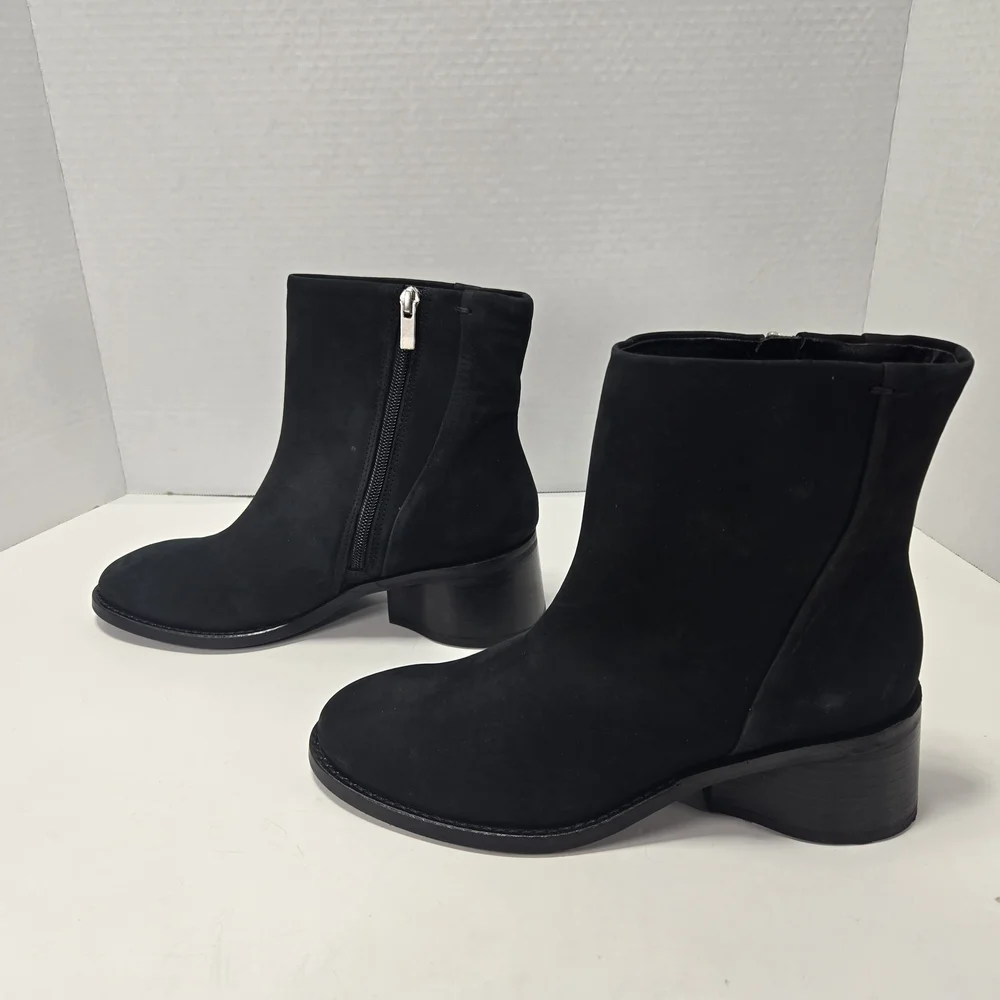 Lucky Brand Women's Caddier Black Block Heel Ankle Booties Boots Size 7.5 7 1/2